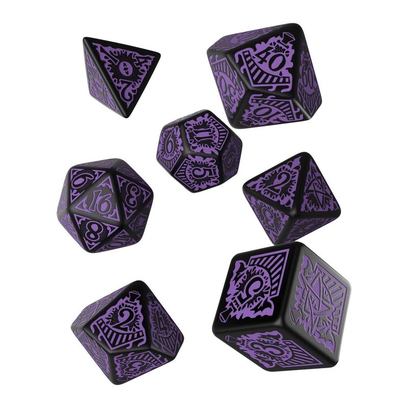 Q WORKSHOP Call Of Cthulhu Horror on the Orient Express RPG Ornamented Dice Set 7 Polyhedral Pieces Purple - Image 1