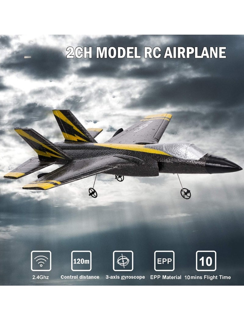 GoolRC RC Airplane, Ready To Fly Foam Glider With Three Axis Gyro, High Speed Two Channel RC Plane, Fixed Wing Aircraft Toys For Beginners, Kids And Adults, (1pc, Black) - Image 2