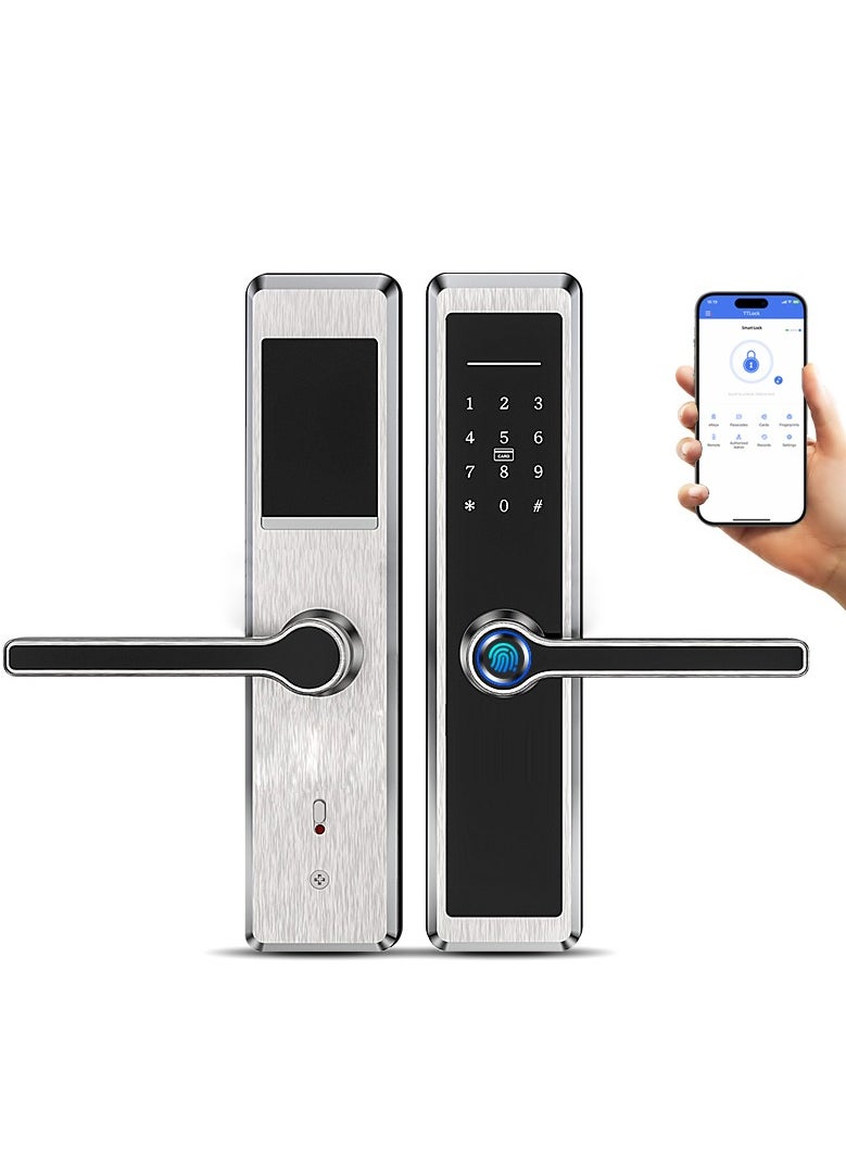Razuvious - Razuvious Smart Lock,Fingerprint Door Lock with 4585 Mortise.Keyless Entry Bluetooth Lock,IC Card,Anti-peep Code,TT Lock App Control,for Home,Office,Apartment - Image 1
