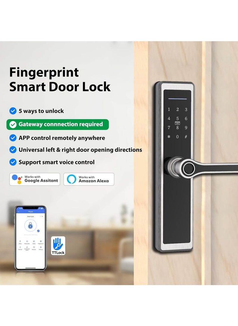 Razuvious - Razuvious Smart Lock,Fingerprint Door Lock with 4585 Mortise.Keyless Entry Bluetooth Lock,IC Card,Anti-peep Code,TT Lock App Control,for Home,Office,Apartment - Image 1