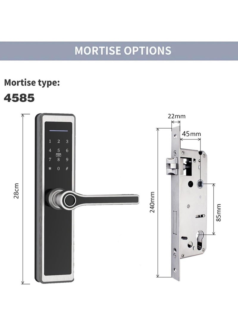 Razuvious - Razuvious Smart Lock,Fingerprint Door Lock with 4585 Mortise.Keyless Entry Bluetooth Lock,IC Card,Anti-peep Code,TT Lock App Control,for Home,Office,Apartment - Image 1