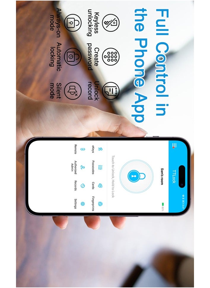 Razuvious - Razuvious Smart Lock,Fingerprint Door Lock with 4585 Mortise.Keyless Entry Bluetooth Lock,IC Card,Anti-peep Code,TT Lock App Control,for Home,Office,Apartment - Image 1