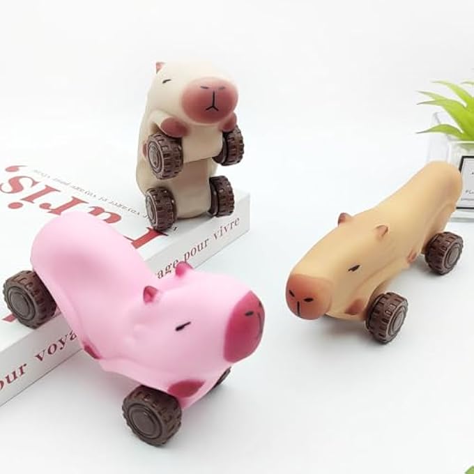 Yopcuvi Capybara Squishy Cars Squeeze Toys, Super Fun Animal Squeeze Stretchable Fidget Cars Vehicle Elastic Silicone Stretch and Squeeze Stress Toys, Gifts for Adults (Brown) - Image 2