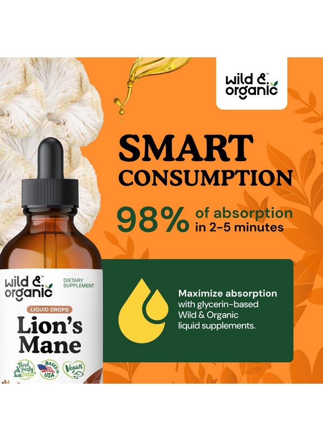 Wild & Organic Lions Mane Liquid Drops - Brain & Focus Support - Lion's Mane Mushroom Supplement - Hericium Erinaceus Mushroom Drops - Vegan, Sugar & Alcohol-Free Extract Tincture - 4 fl oz - Image 4