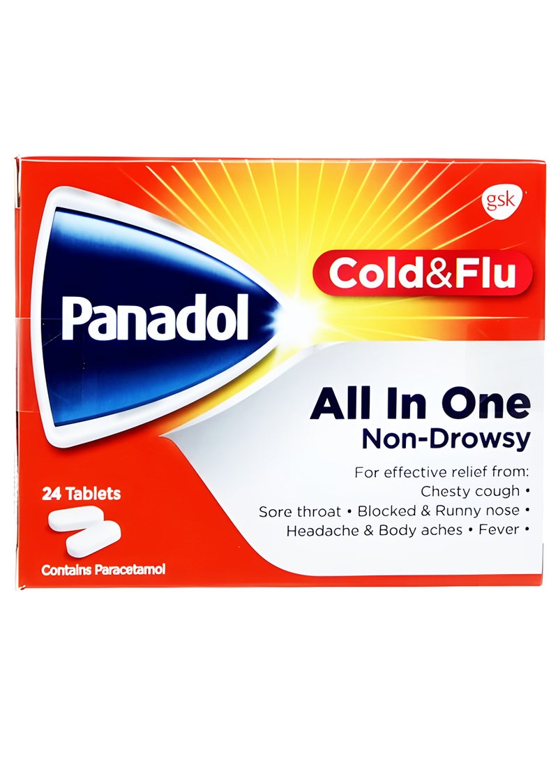 Panadol Cold & Flu All In One Non-Drowsy 24 Tablets - Image 1