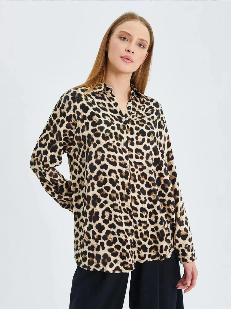 MixRay Mixray Leopard Print Poplin Shirt