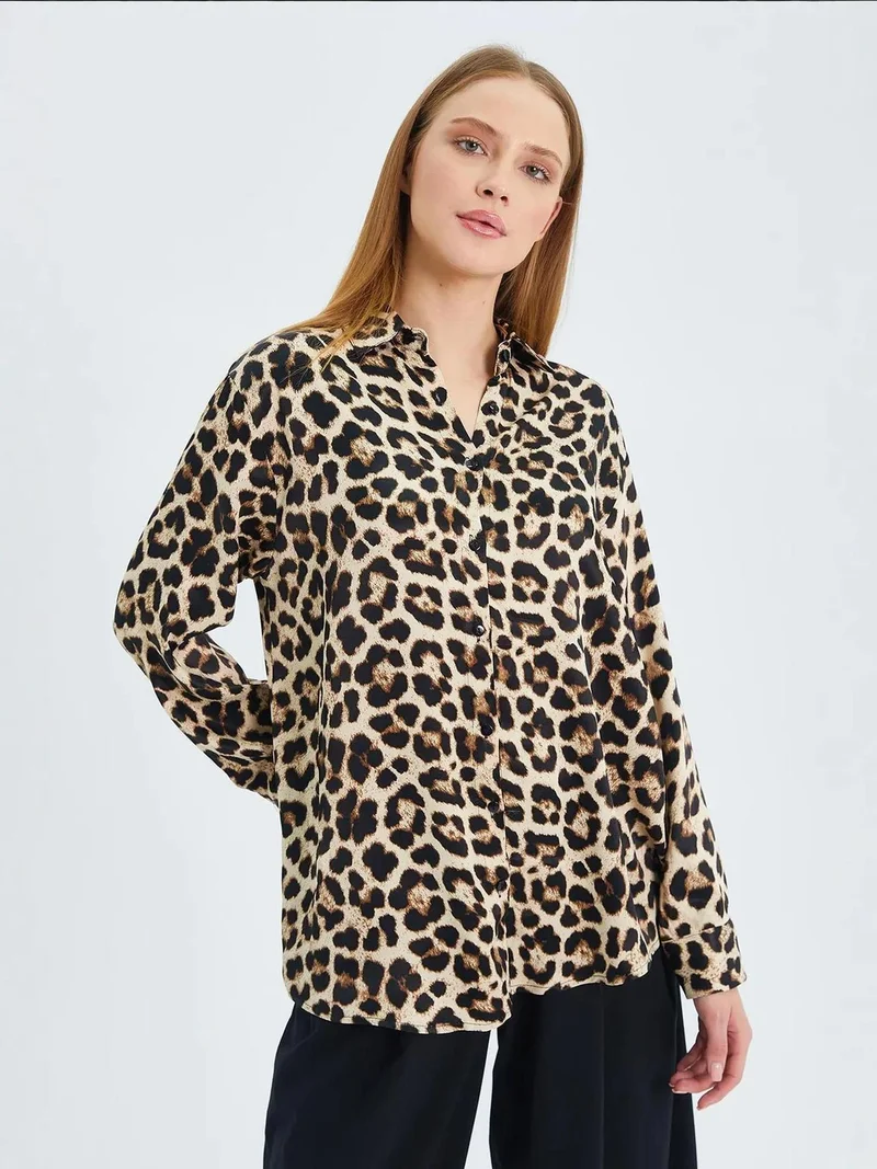 MixRay Mixray Leopard Print Poplin Shirt