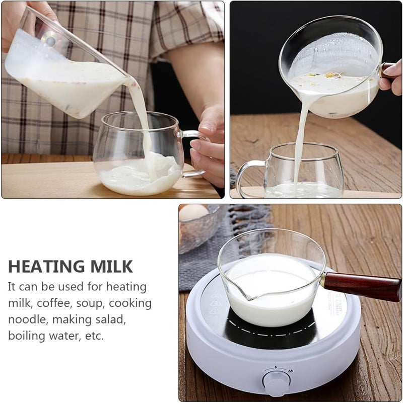 TIDTALEO Mini Glass Saucepan 400ml Borosilicate Milk Pot with Handle for Stovetop Cooking Home Kitchenware - Image 3