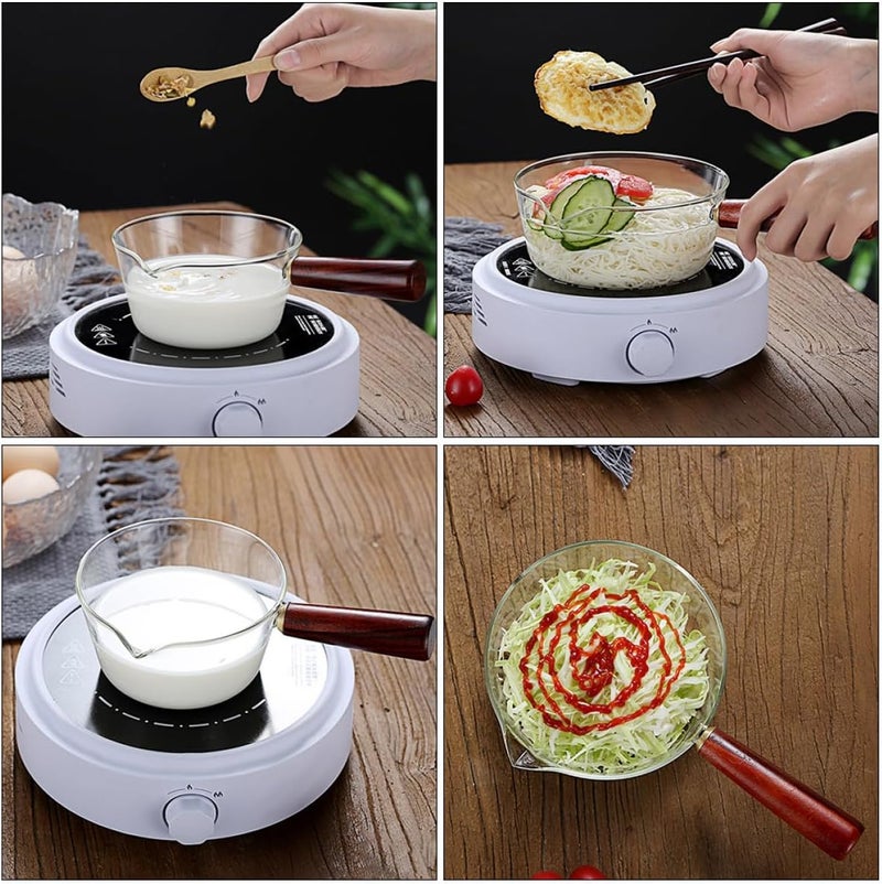 TIDTALEO Mini Glass Saucepan 400ml Borosilicate Milk Pot with Handle for Stovetop Cooking Home Kitchenware - Image 4