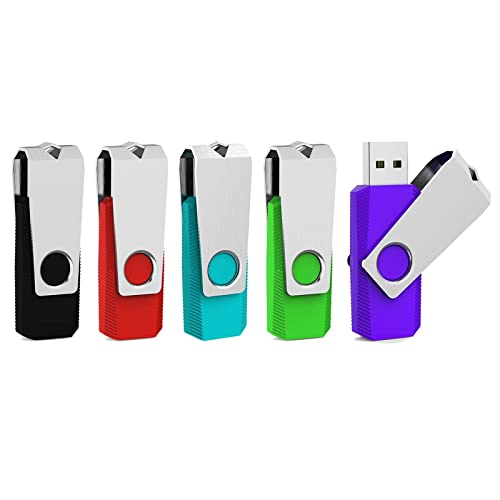 Aiibe 64GB Flash Drive 3.0 5 Pack 64GB USB 3.0 Thumb Drive USB Drives 64 GB Jump Drive Memory Stick Multi Pack 64 GB Flash Drives (64G, 5 Mixed Colors: Black Red Cyan Green Purple) - Image 1