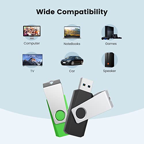 Aiibe 64GB Flash Drive 3.0 5 Pack 64GB USB 3.0 Thumb Drive USB Drives 64 GB Jump Drive Memory Stick Multi Pack 64 GB Flash Drives (64G, 5 Mixed Colors: Black Red Cyan Green Purple) - Image 3