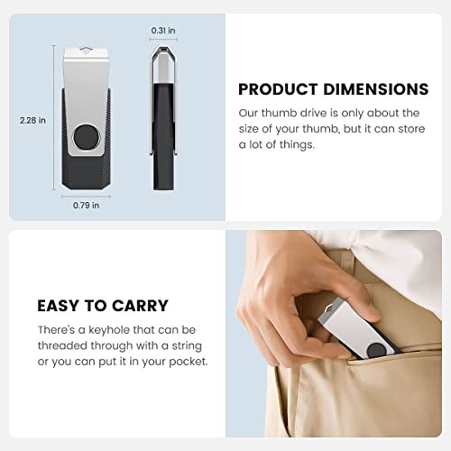 Aiibe 64GB Flash Drive 3.0 5 Pack 64GB USB 3.0 Thumb Drive USB Drives 64 GB Jump Drive Memory Stick Multi Pack 64 GB Flash Drives (64G, 5 Mixed Colors: Black Red Cyan Green Purple) - Image 4
