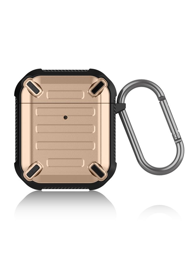 Raxoom Case Cover Wireless Earphones Shockproof Sharp Sword Armor Silicone Protective Case For AirPods 1/2 Gold