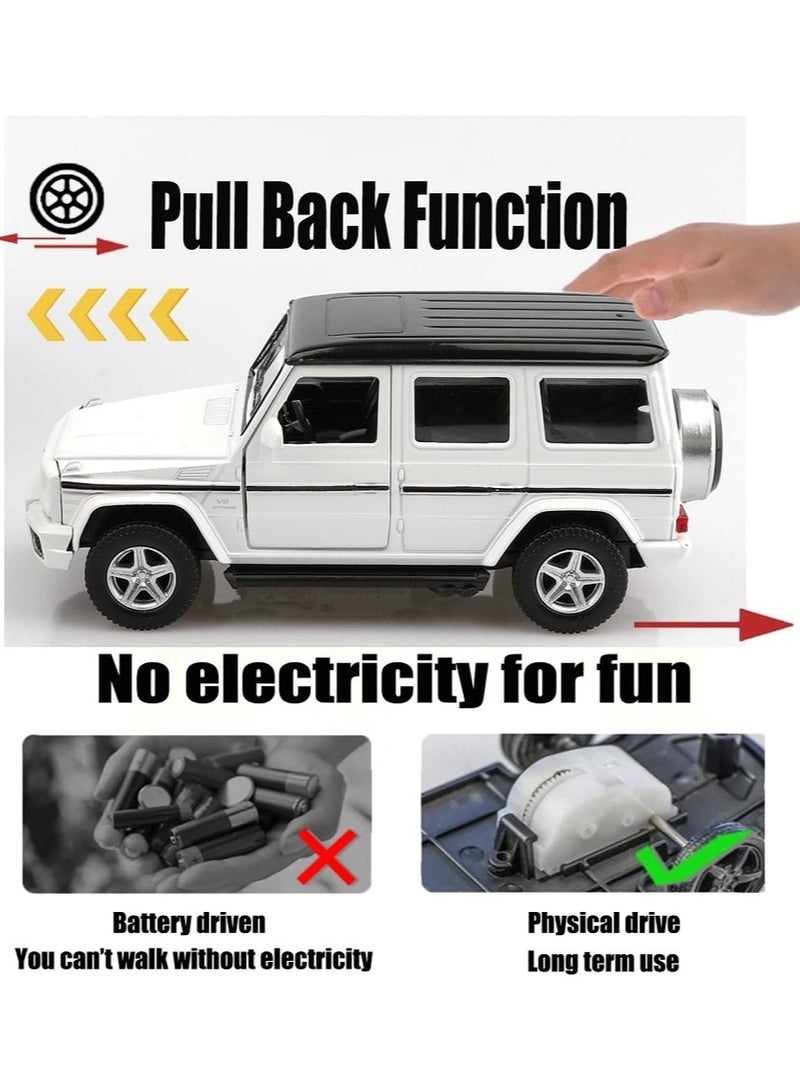 هالامودو 1/36 مقياس مرسيدس بنز جي 63 طراز سيارة مصبوبة، زنك ألوي للأطفال لعبة السيارة، سحب السيارة الخلفية لعبة، موديل سيارة للأطفال، الأولاد والبنات هدايا (أبيض) 13 سم *5 سم *5 سم *5 سم - Image 5