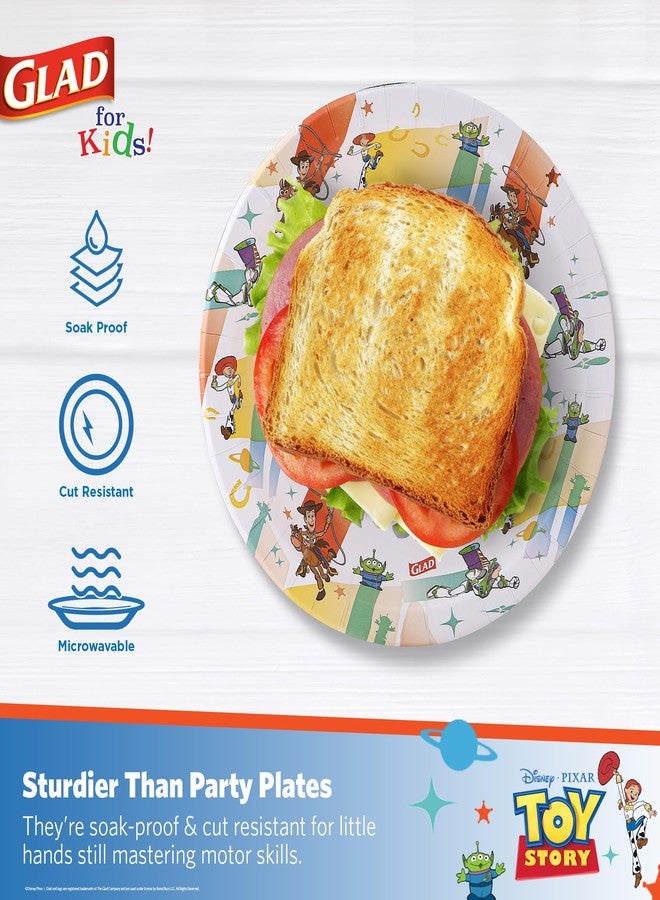 Glad for Kids Disney Pixar Toy Story Disposable Paper Plates, Light Beams - Heavy Duty, Soak Proof, Microwavable, Kid-Friendly Snack Plates for Everyday Use, 8.5 Inch, 40 Count - Image 3