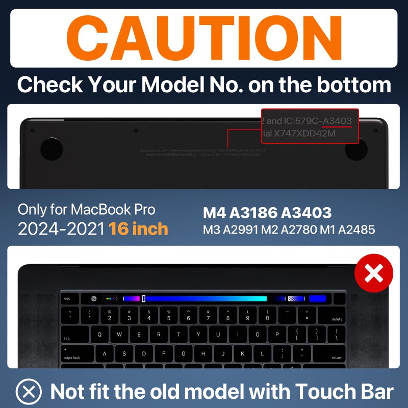 Soonjet for MacBook Pro 16 inch Case M4 2025 2024-2021 M3 M2 M1 Pro/Max [100% Match Official Color] Protective Hard Case Laptop Cover - Space Black Clear - Image 2