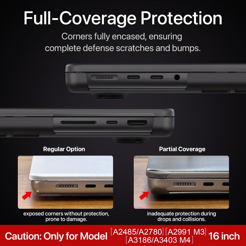 Soonjet for MacBook Pro 16 inch Case M4 2025 2024-2021 M3 M2 M1 Pro/Max [100% Match Official Color] Protective Hard Case Laptop Cover - Space Black Clear - Image 3