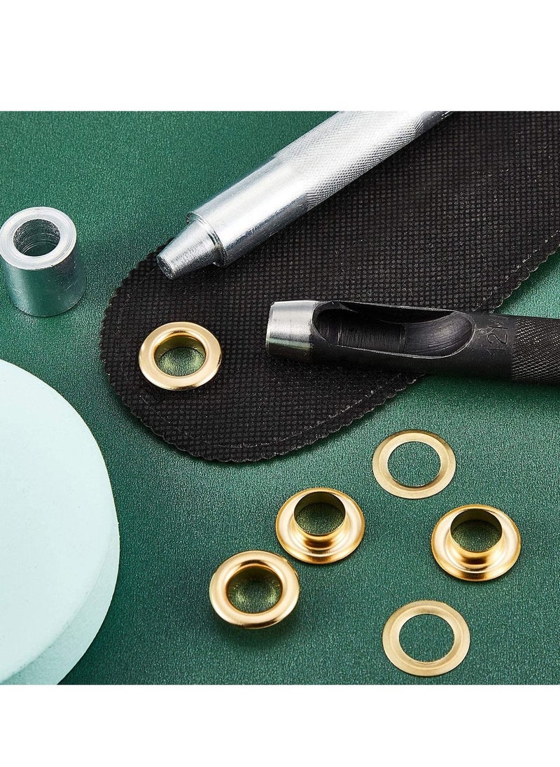 Y&D Grommet Tool Kit Setting and 100 Sets Eyelets Portable Hand Press for Leather Clothes Shoes Fabric Belts with Storage Box Gold, 1/2 Inch Inside Diameter  - Image 4
