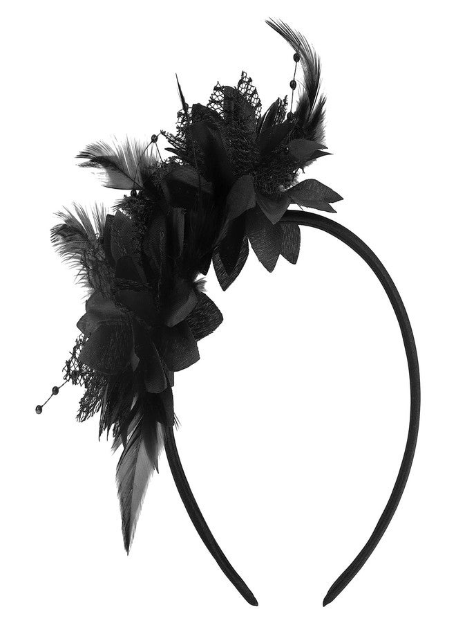 Penitue 1920s Feather Fascinator Headband, Women Vintage Feather Headpiece Accessories for Weddings Tea Parties Beauty Pageants Cocktail Parties Ball Prom(Black) - Image 1