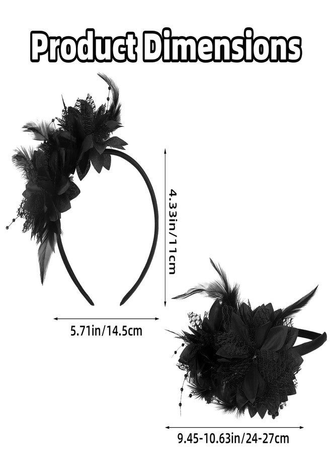 Penitue 1920s Feather Fascinator Headband, Women Vintage Feather Headpiece Accessories for Weddings Tea Parties Beauty Pageants Cocktail Parties Ball Prom(Black) - Image 2