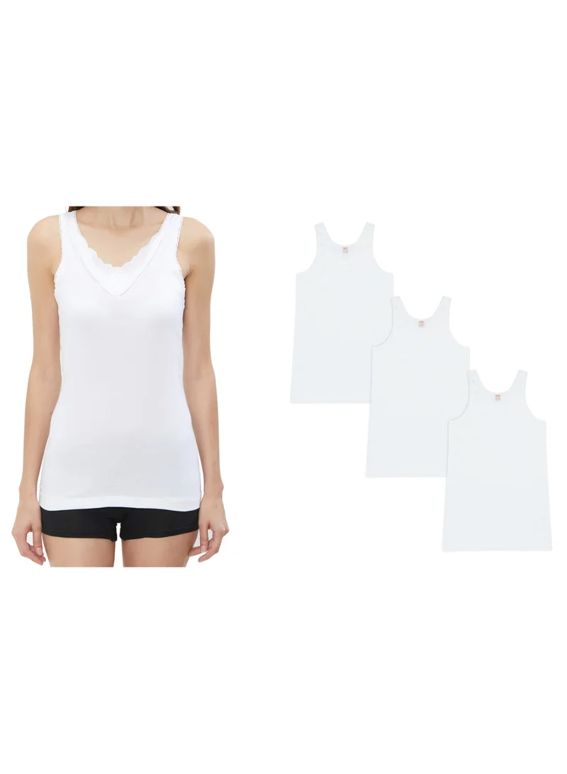 BYC GIRLS COTTON VEST (PACK OF 3) - WHITE