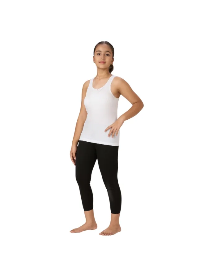 Byc WHITE Girls 100% Combed Cotton Sleeveless Vest, Seamless No-Stitch Sides, Lace Design Scoop Neck, Soft Skin Friendly Tank Top Singlet (Pack of 3) - White for Women | Best Price UAE