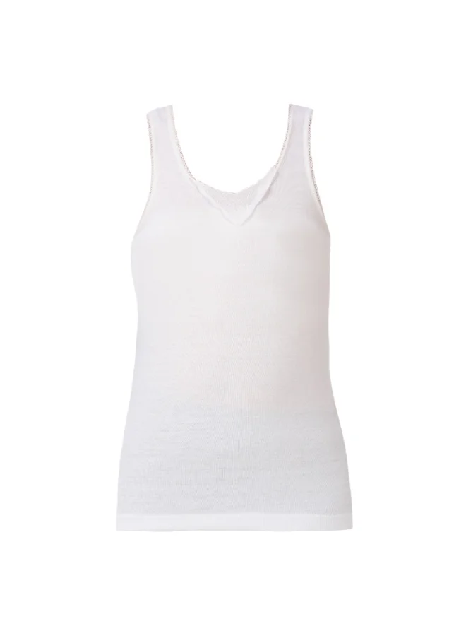 Byc WHITE Girls 100% Combed Cotton Sleeveless Vest, Seamless No-Stitch Sides, Lace Design Scoop Neck, Soft Skin Friendly Tank Top Singlet (Pack of 3) - White for Women | Best Price UAE