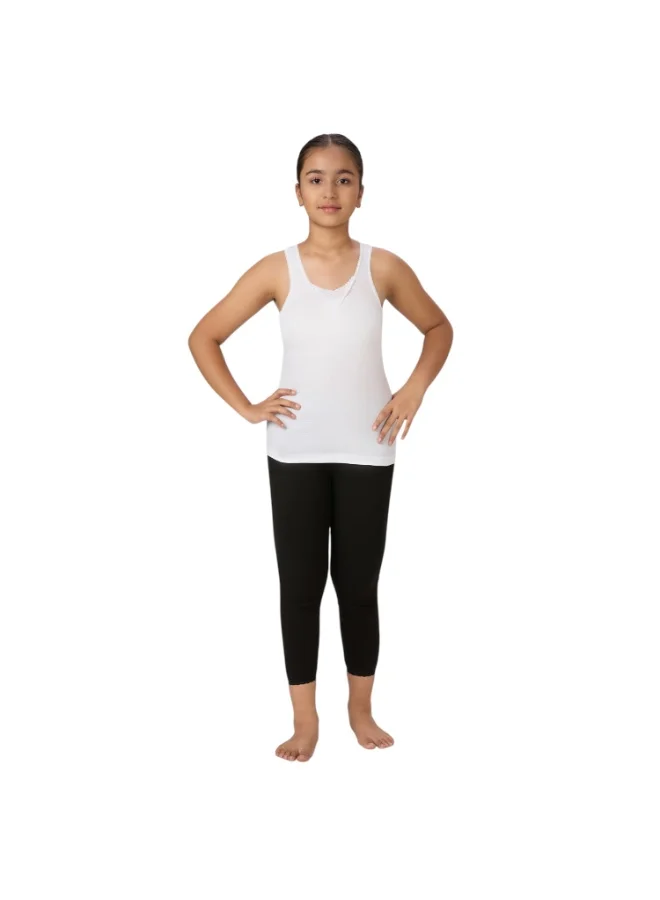 Byc WHITE Girls 100% Combed Cotton Sleeveless Vest, Seamless No-Stitch Sides, Lace Design Scoop Neck, Soft Skin Friendly Tank Top Singlet (Pack of 3) - White for Women | Best Price UAE