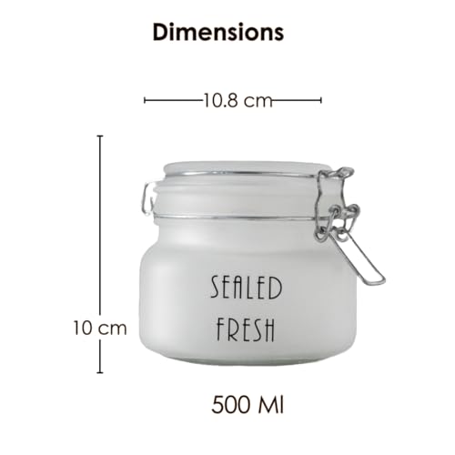Femora Frost Square Glass Jars For Kitchen| Kitchen Storage Jar|Stainless Steel Airtight Lids|1 Year Warranty| Airtight|for Snacks,Fry Food,Masala,Spice,Pickle,Cookies| 750Ml| Set of 2,Transparent - Image 4