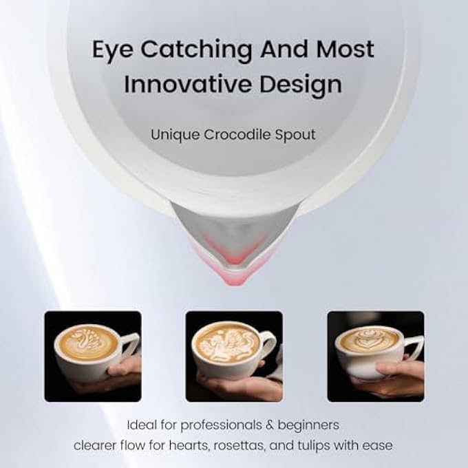 ام اتش دابيلو - ثري بومبار إبريق إسبرسو بخاري، إبريق رغوة الحليب، من الفولاذ المقاوم للصدأ، قهوة حليب كابتشينو لاتيه، كوب باريستا 135 أونصة 400 مل P5019W - Image 3