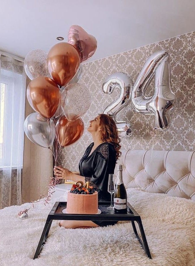 IWERP Silver 4 Balloon, Number Balloons 40 Inch, 4th Silver and Black Party Decorations, Four Large Numbers for Party Decor, Number 4 Balloon - Image 3