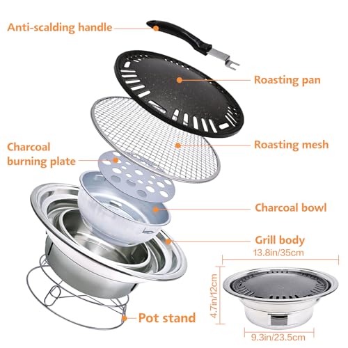 Primst Multifunctional Charcoal Barbecue Grill, Household Korean BBQ Grill, Portable Camping Grill Stove, Tabletop Smoker Grill - Image 2