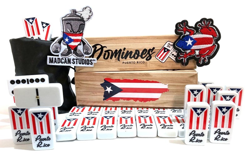 PRK 14 Puerto Rico Dominoes Flag Domino Set Game Tiles Boricua PR Puerto Rican Classic Must Have No Box Travel Bag Included, Adult Size, Perfect for Seniors, Boricua Style - Image 2