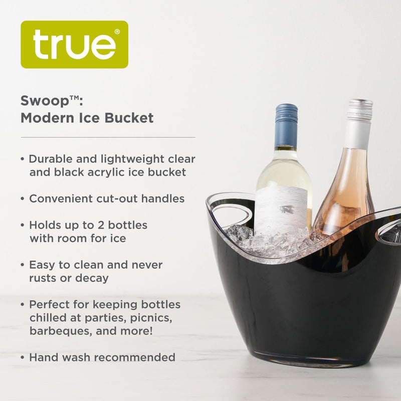 True Modern Wine & Champagne Bucket | Black Ice Beverage Tub - Indoor & Outdoor Great for Parties - 2 Bottles Capacity Champagne & Wine Chiller - 10.5" x 8.25" x 7.75" - Image 2