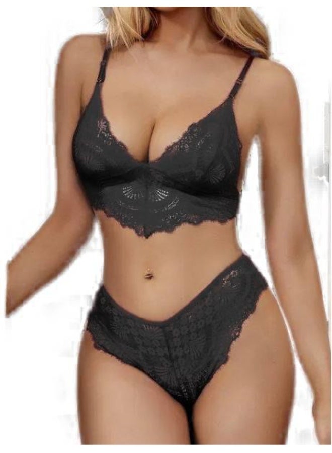 Lace bra and panty lingerie set