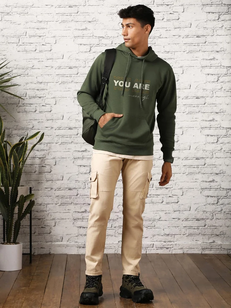 نوبيرو NOBERO Hooded Sweatshirt for Men in Olive Green