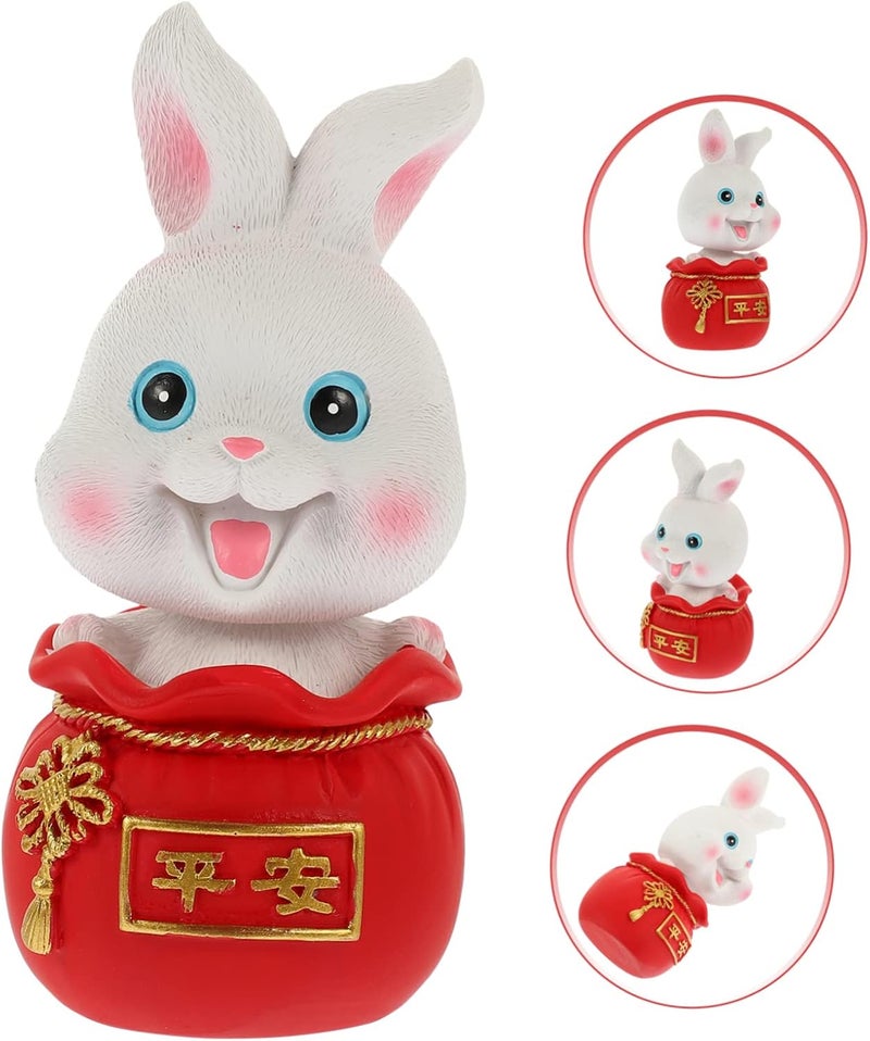 klarako 3pcs Desktop Mini Money Ingot Car Office for Rabbit Doll Shaking A with Resin Dashboard Bobblehead Decorations Micro of New Landscape Chinese Adorable Decor Sculpture Wealth Craft - Image 3