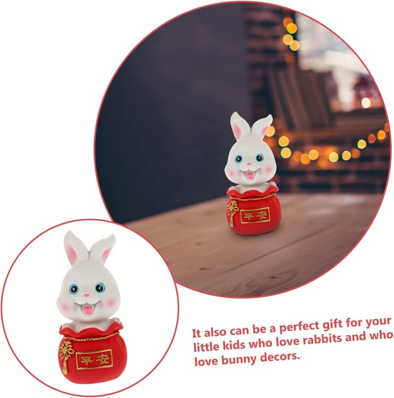 klarako 3pcs Desktop Mini Money Ingot Car Office for Rabbit Doll Shaking A with Resin Dashboard Bobblehead Decorations Micro of New Landscape Chinese Adorable Decor Sculpture Wealth Craft - Image 4