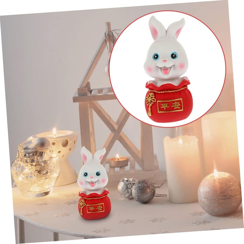 klarako 3pcs Desktop Mini Money Ingot Car Office for Rabbit Doll Shaking A with Resin Dashboard Bobblehead Decorations Micro of New Landscape Chinese Adorable Decor Sculpture Wealth Craft - Image 2
