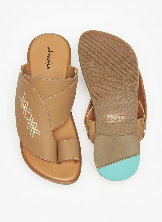 Al Waha Men's Printed Slip-On Arabic Sandals