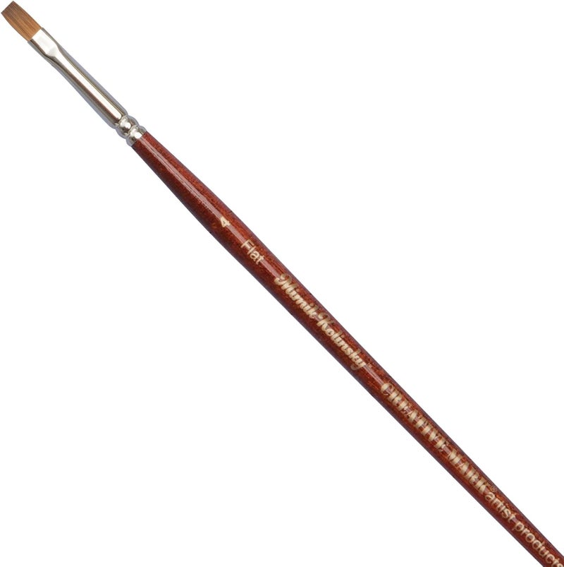 Creative Mark فرشاة ميمي كولينسكي للرسم بالألوان المائية - # 4 مسطحة - مقبض قصير - فرشاة طلاء صناعية - مصنوعة يدويًا في ألمانيا - فرشاة طلاء صناعية من شعر سابل للفنانين المحترفين - صديقة للحيوانات - Image 1