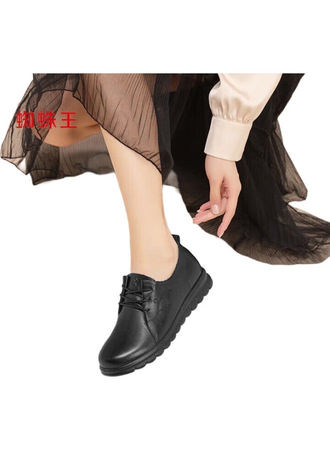 SPIDER KING Spider Queen Women'S Shoes, Lightweight And Comfortable, Soft-Soled And Soft-Faced, Versatile, For Middle-Aged And Elderly Women, Leather Shoes, Black, Size 36 - Image 2