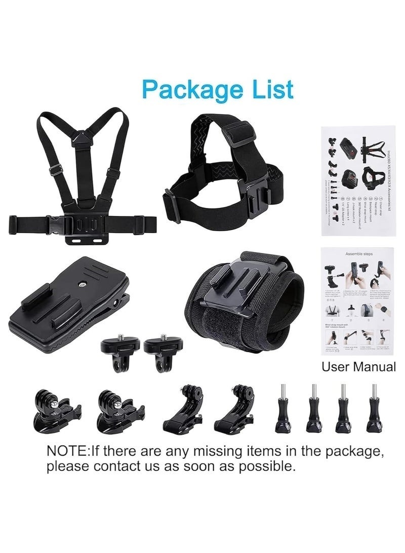 STARTRC Action Camera Accessories Kit for Insta 360 X5, One R, X and GoPro Hero 9, New Quick Release Head Strap Mount + Chest Mount Harness + Backpack Clip Holder + 360°Rotating Wrist Strap - Image 2