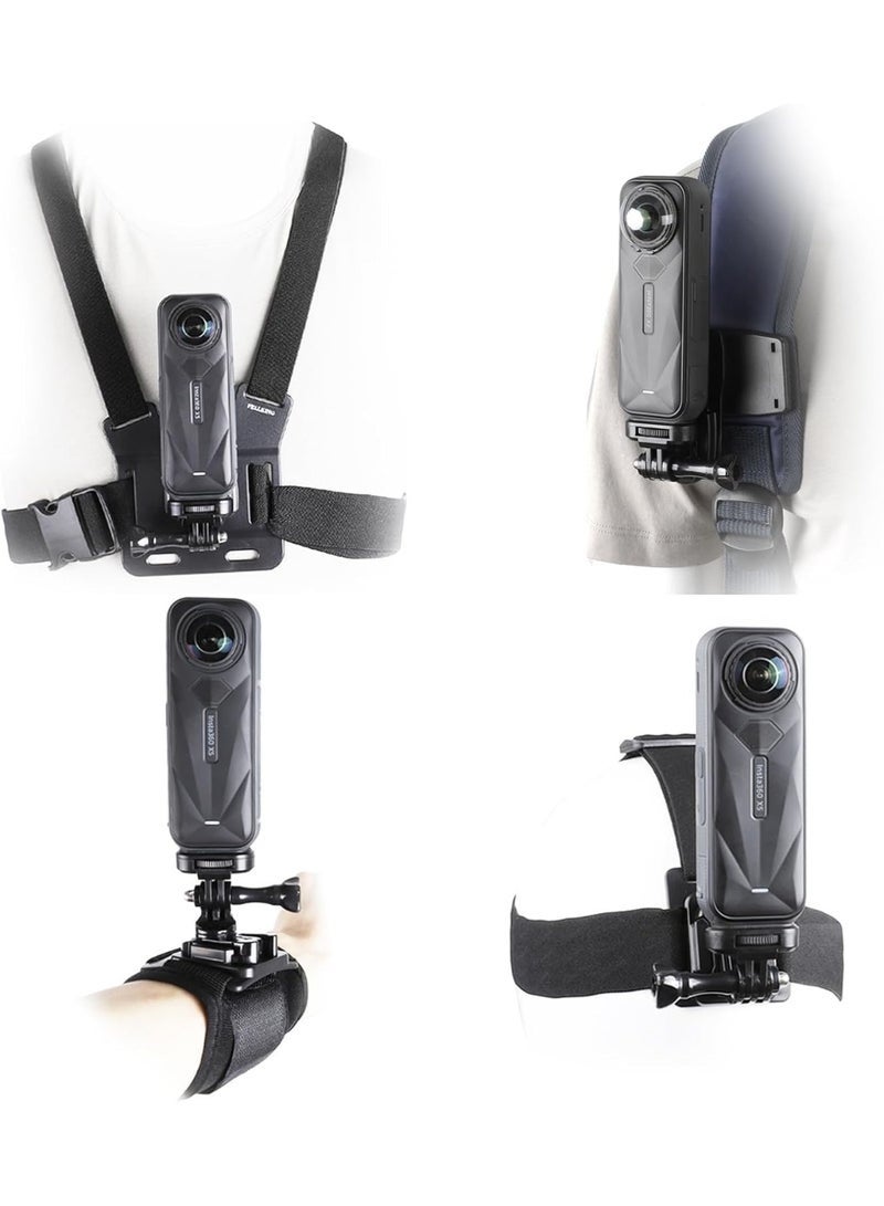 STARTRC Action Camera Accessories Kit for Insta 360 X5, One R, X and GoPro Hero 9, New Quick Release Head Strap Mount + Chest Mount Harness + Backpack Clip Holder + 360°Rotating Wrist Strap - Image 1