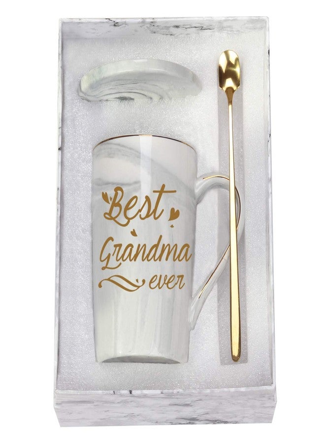 Toshiy Best Grandma Ever Mug Coffee Gifts Birthday Mothers Day for from Granddaughter Grandson Grandchildren Grandkids 14 Ounce Gift Box with Spoon and Mat Gray - Image 1