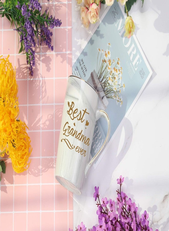 Toshiy Best Grandma Ever Mug Coffee Gifts Birthday Mothers Day for from Granddaughter Grandson Grandchildren Grandkids 14 Ounce Gift Box with Spoon and Mat Gray - Image 3