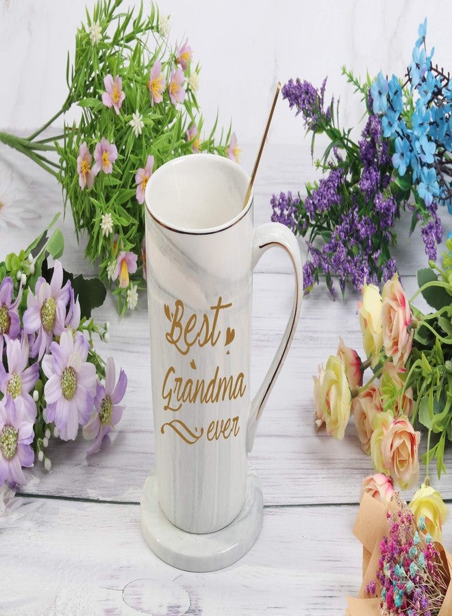 Toshiy Best Grandma Ever Mug Coffee Gifts Birthday Mothers Day for from Granddaughter Grandson Grandchildren Grandkids 14 Ounce Gift Box with Spoon and Mat Gray - Image 4