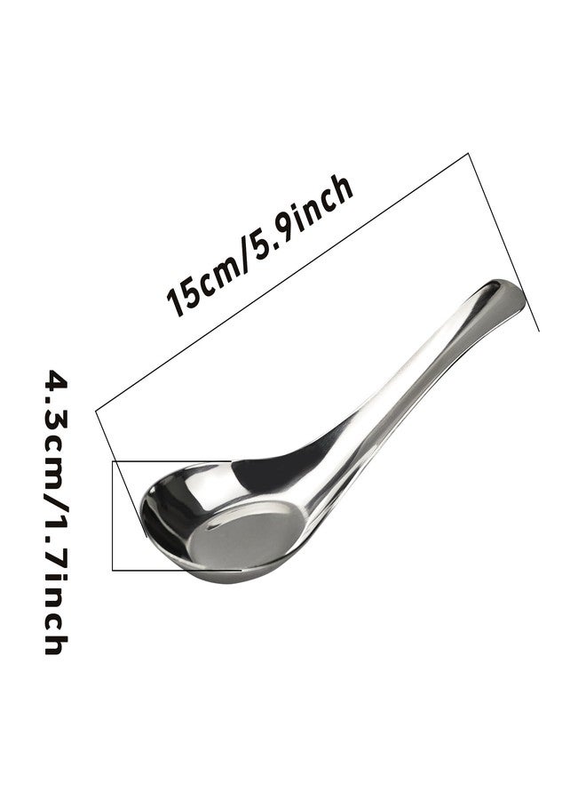 AUXBC 2PCS 6” Stainless Steel Soup Spoons, Mirror Polished Long Handle Ramen Spoons for Bouillon Dessert Cereal Wonton Thai Miso Udon - Image 2