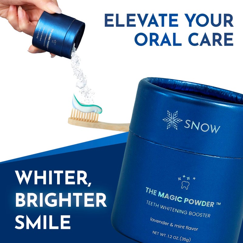 Snow Magic Teeth Whitening Powder with Hydroxyapatite â€“ Tooth Polisher for Sensitive Teeth, Toothpaste Booster for Teeth Cleaning & Color Correction - Lavender & Mint Flavor, 35g - Image 3