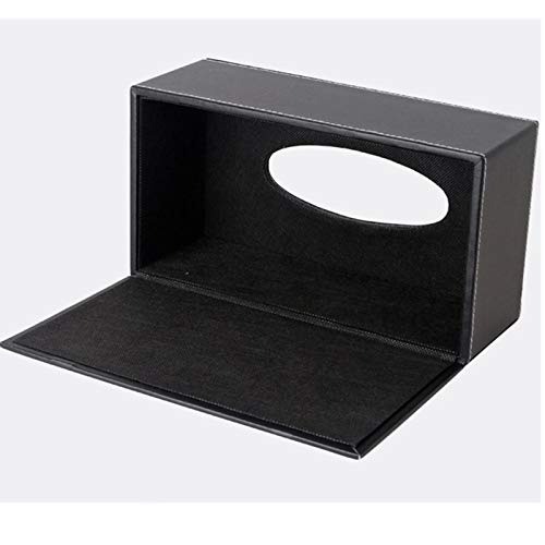 RHCSZ High-end Fashion PU Leather Tissue Box Holder Black with lid, Rectangular Napkin Facial Tissues Holder Dispenser,Home Office Car Tissue Box Cover Decorative Container with Magnetic Bottom (Black) - Image 5